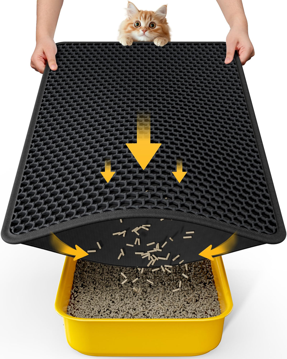 Cat Litter Mat 30 x 24 in Waterproof Non-Slip Black X74410
