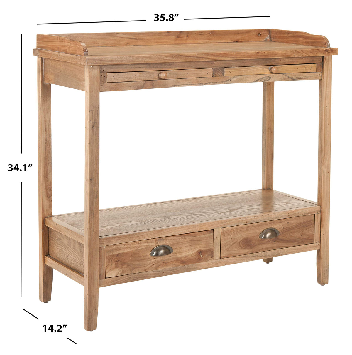 Weathered Oak Console Table with Drawers & Shelf N8912