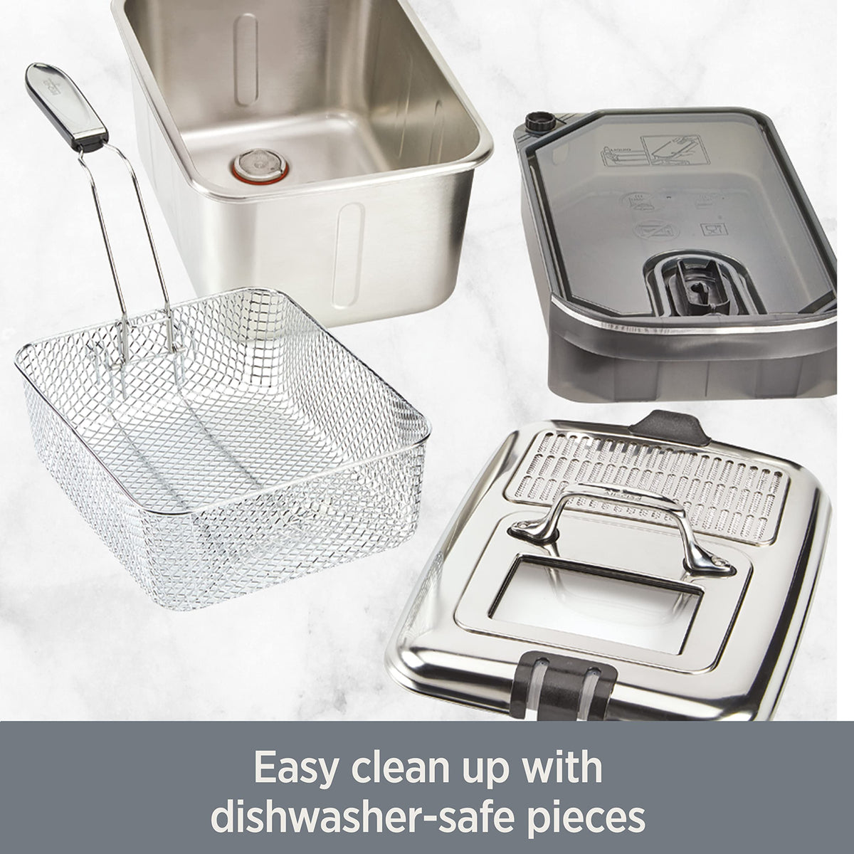 Electric Deep Fryer with Basket and Lid, Stainless Steel, 1700W W2759