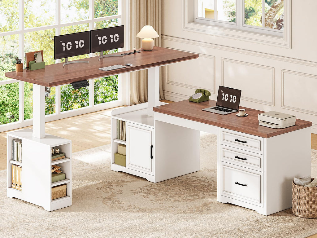 L Shaped Standing Desk with Storage I8895