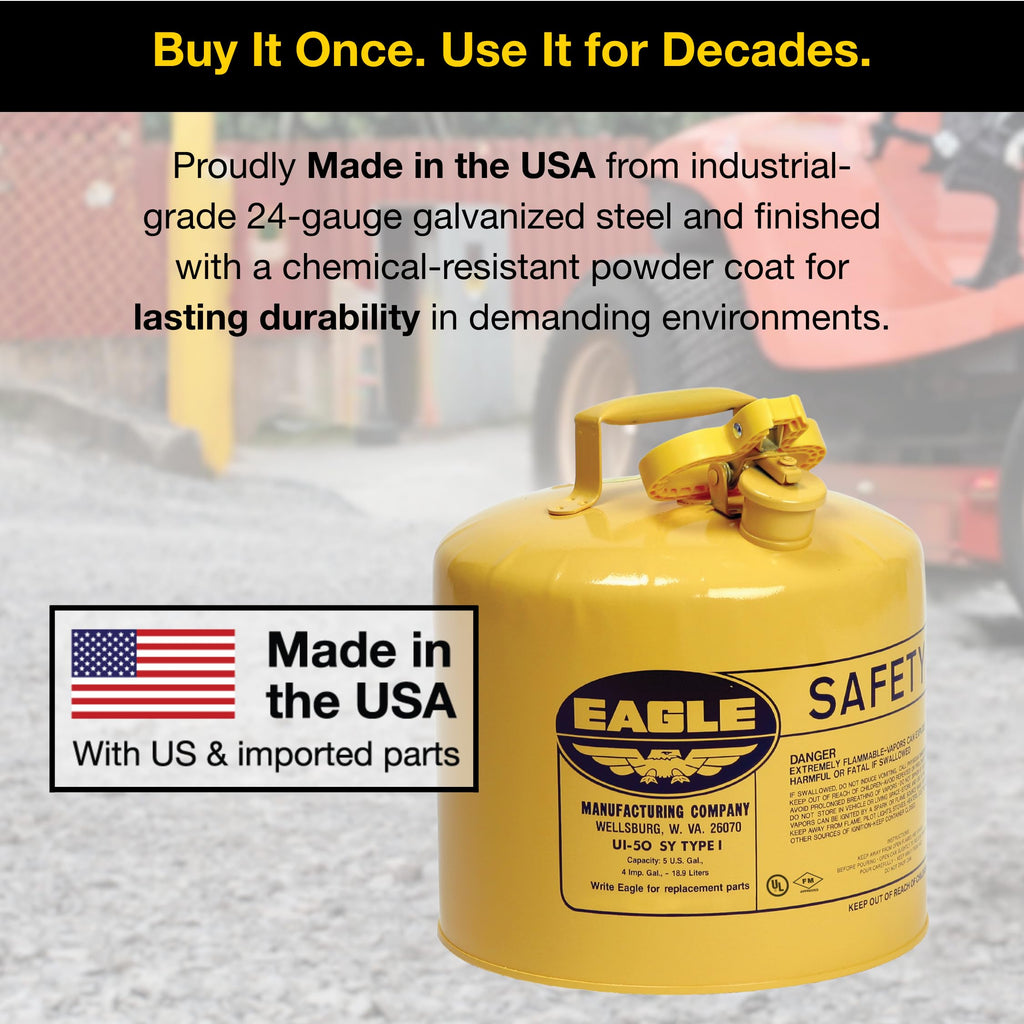 5 Gallon Yellow Safety Gas Can M3437