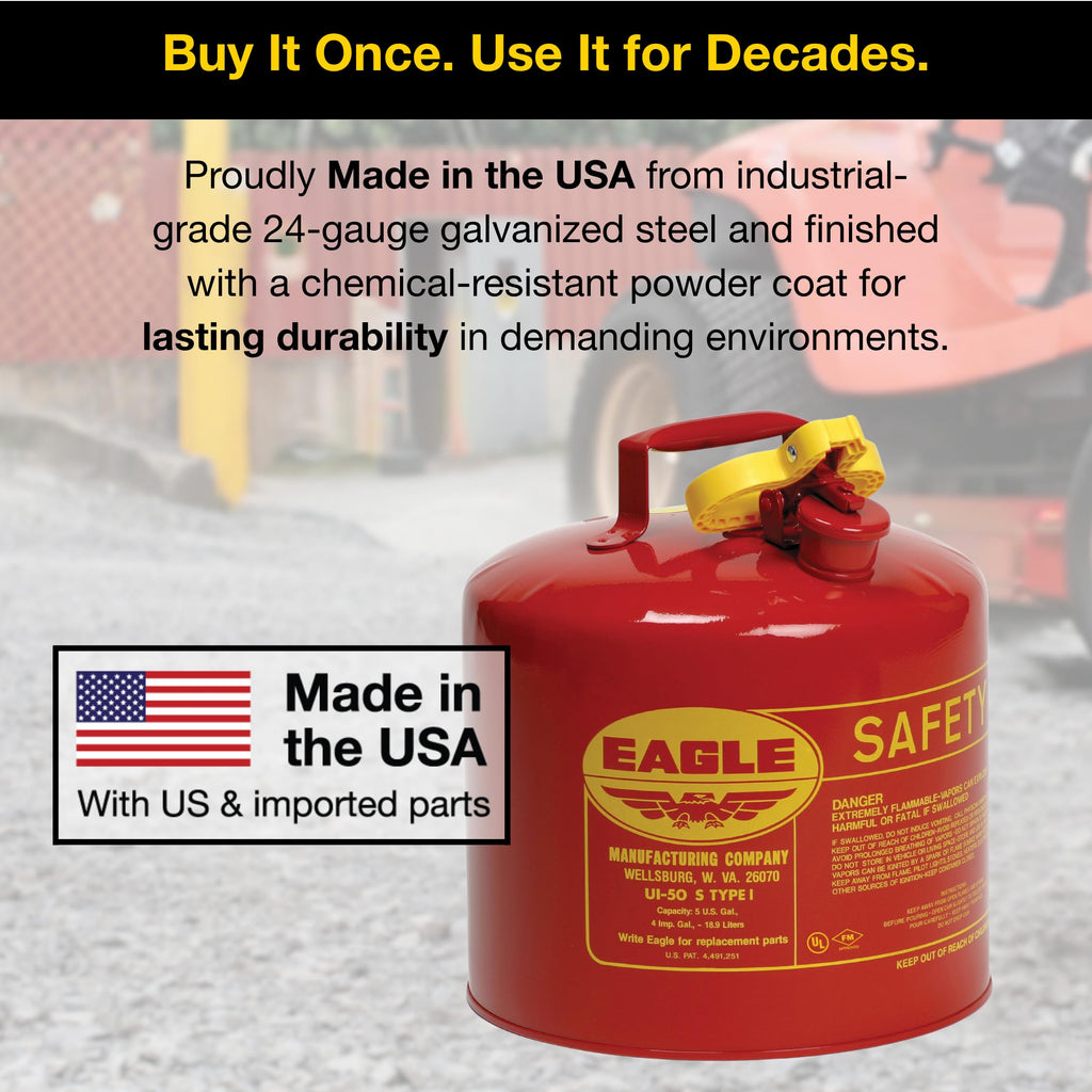 5 Gallon Type I Red Safety Gas Can A527