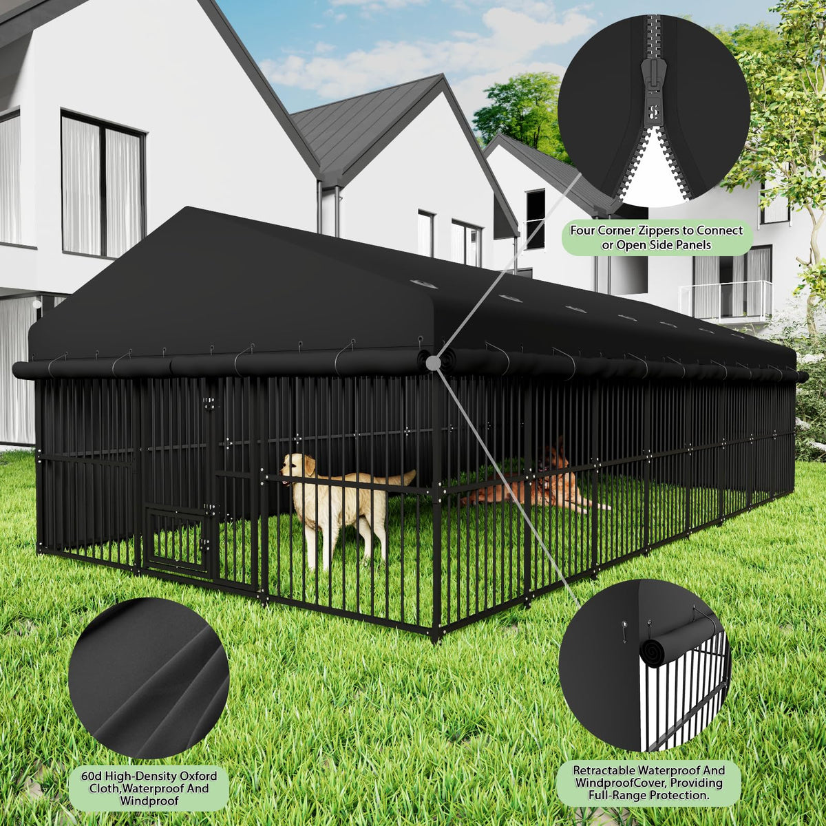 10x20x6.5 FT Heavy-Duty Metal Outdoor Dog Kennel M3830