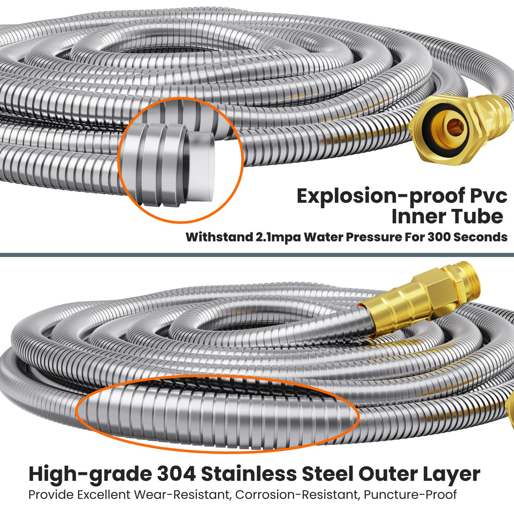 Garden Hose 100ft x 5/8" Stainless Steel J87896