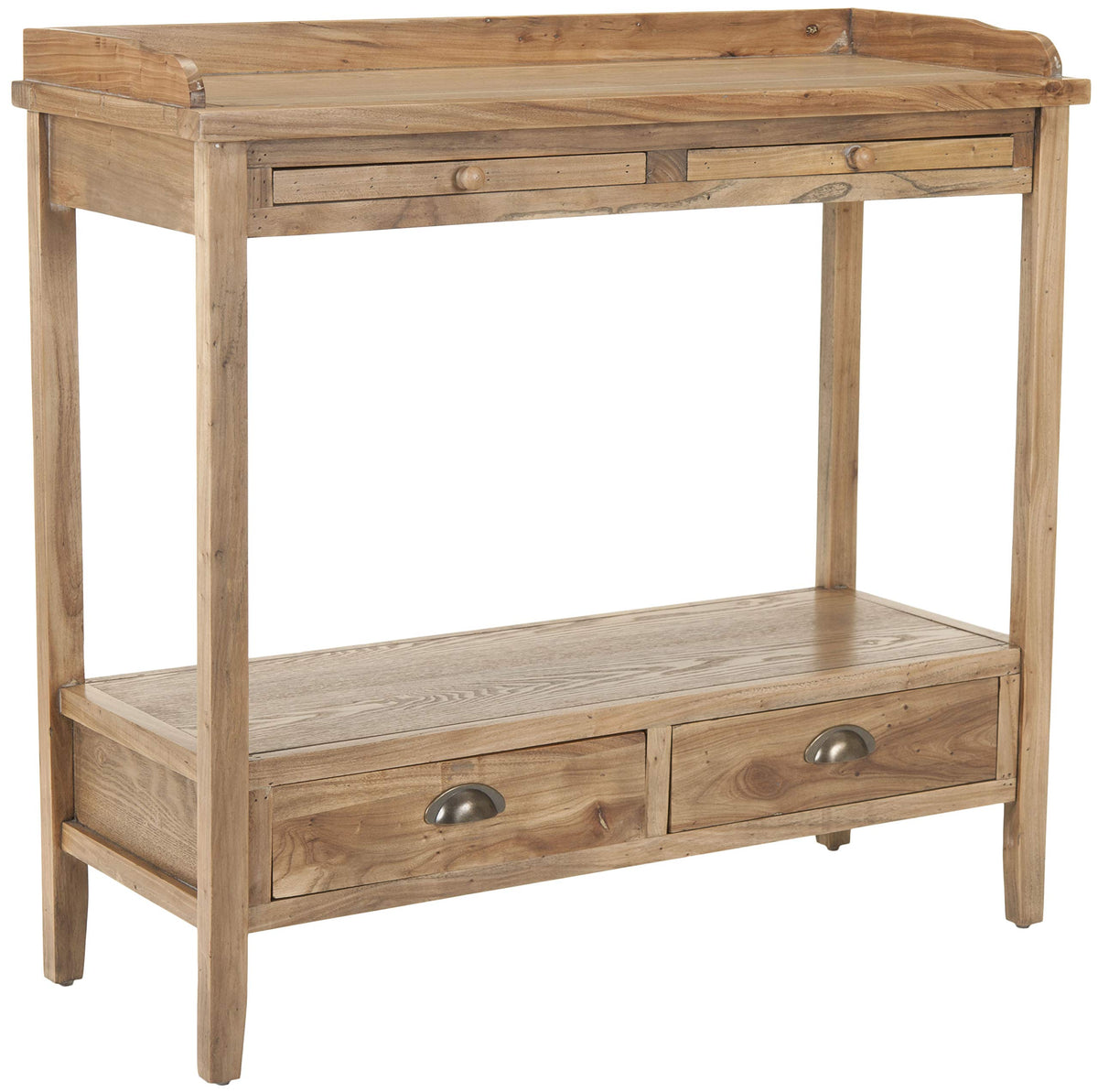 Weathered Oak Console Table with Drawers & Shelf N8912