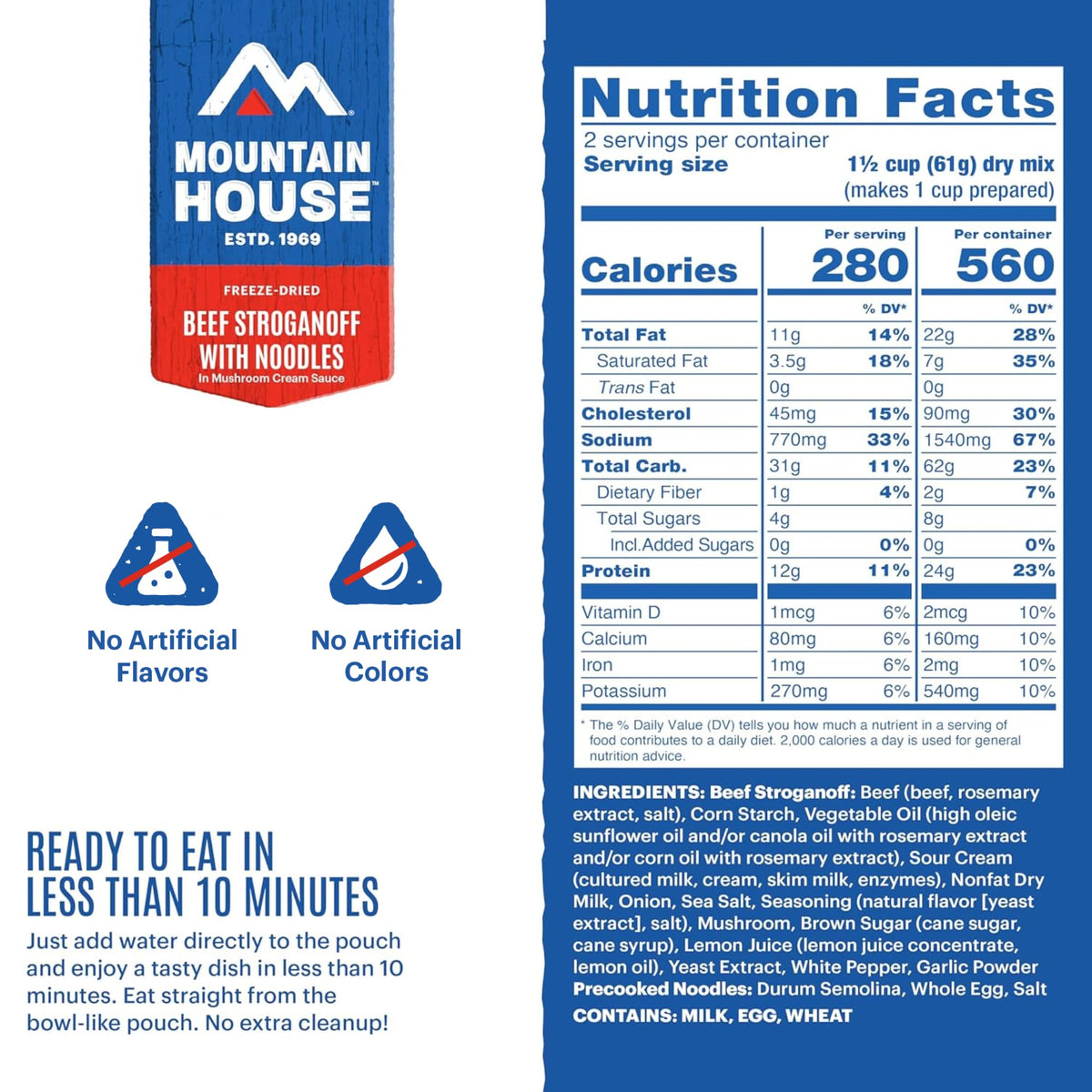 Freeze-Dried Dinner Entree 4 Servings 2-Pack Z7414