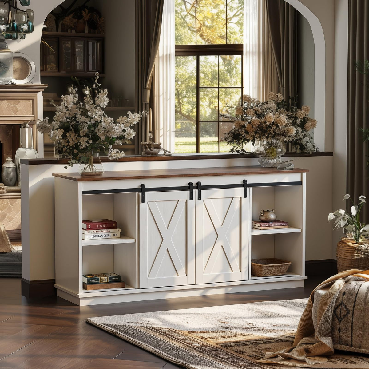 White 65 Inch Wood TV Stand B11585