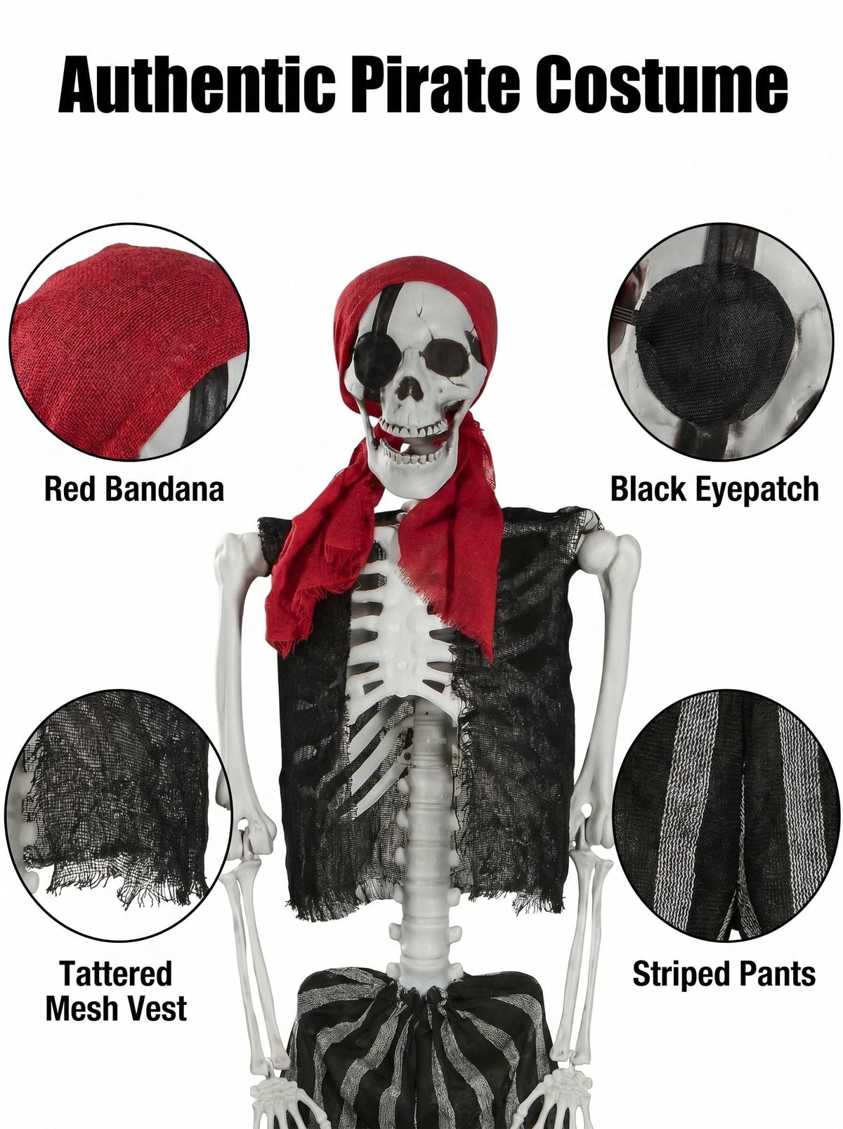 Life Size Pirate Skeleton Halloween Decoration T147810
