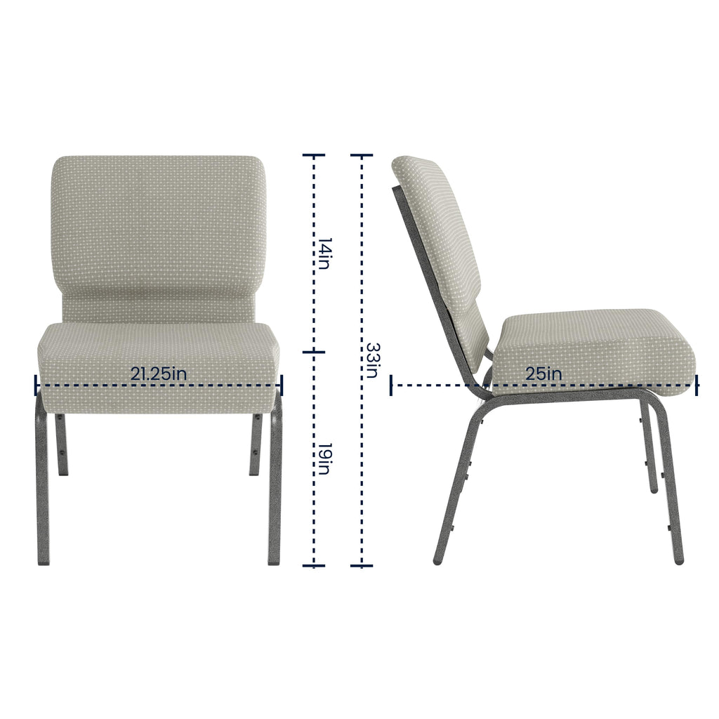 Gray Dot Fabric Stacking Church Chair Y190