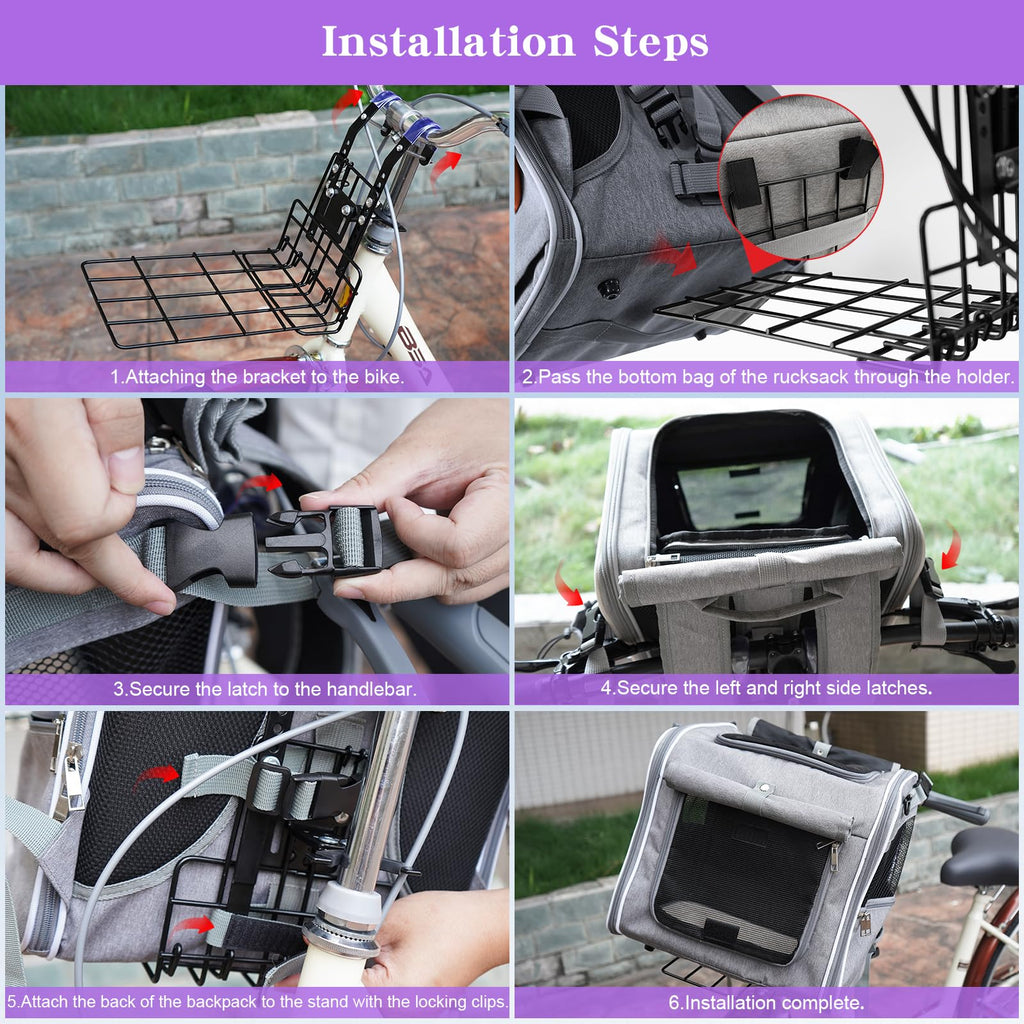 Expandable Dog Bike Basket with Mounting Bracket Q3107