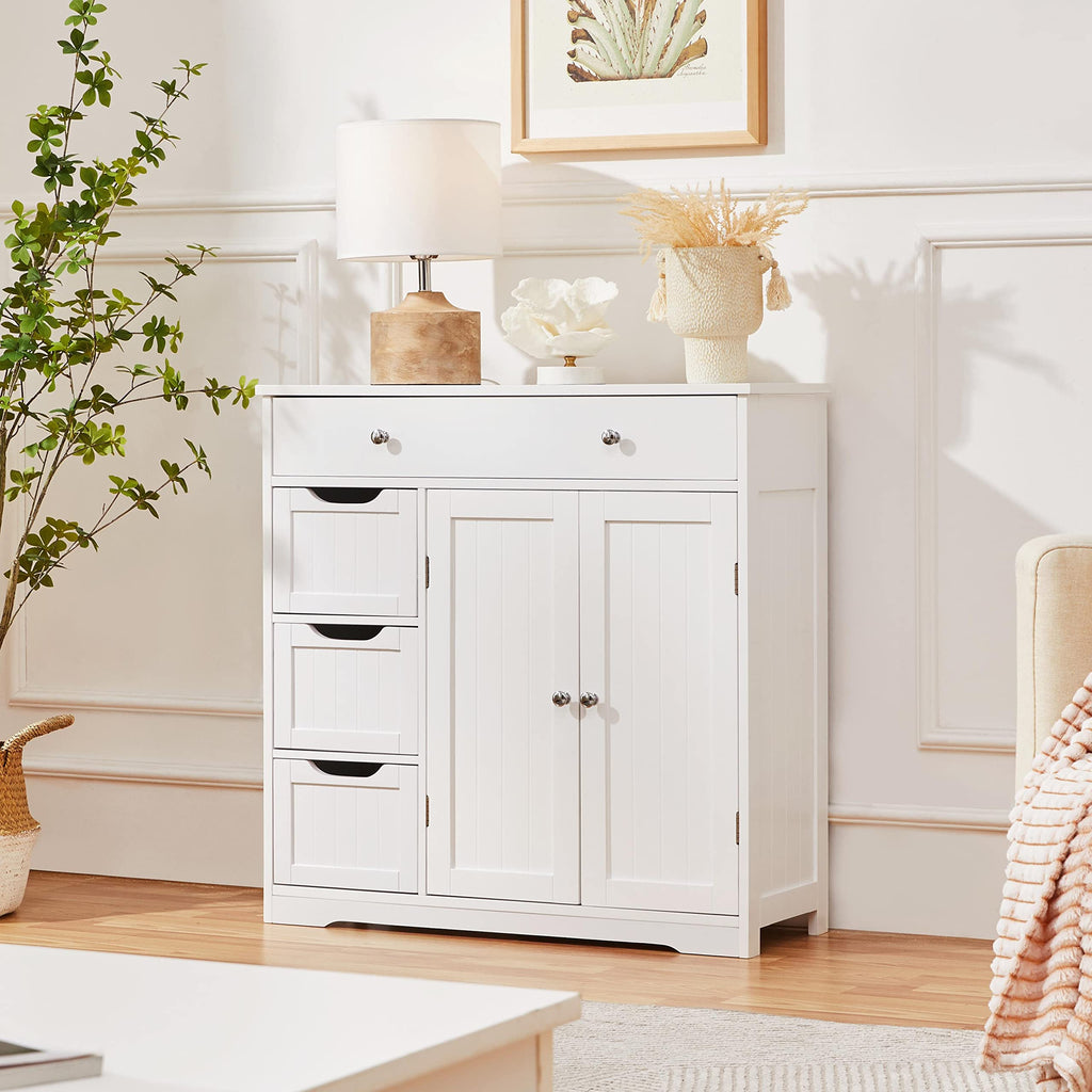 White 4 Drawer 2 Door Bathroom Storage Cabinet P449452