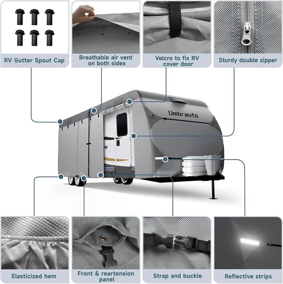 7 Layers Waterproof 14-16ft Travel Trailer RV Cover D3062