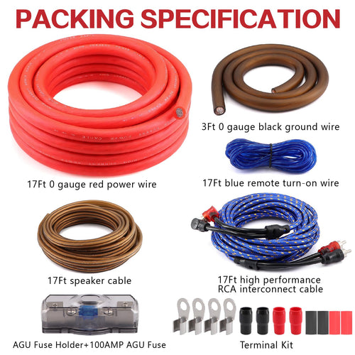 0 Gauge CCA Amplifier Wiring Kit J456