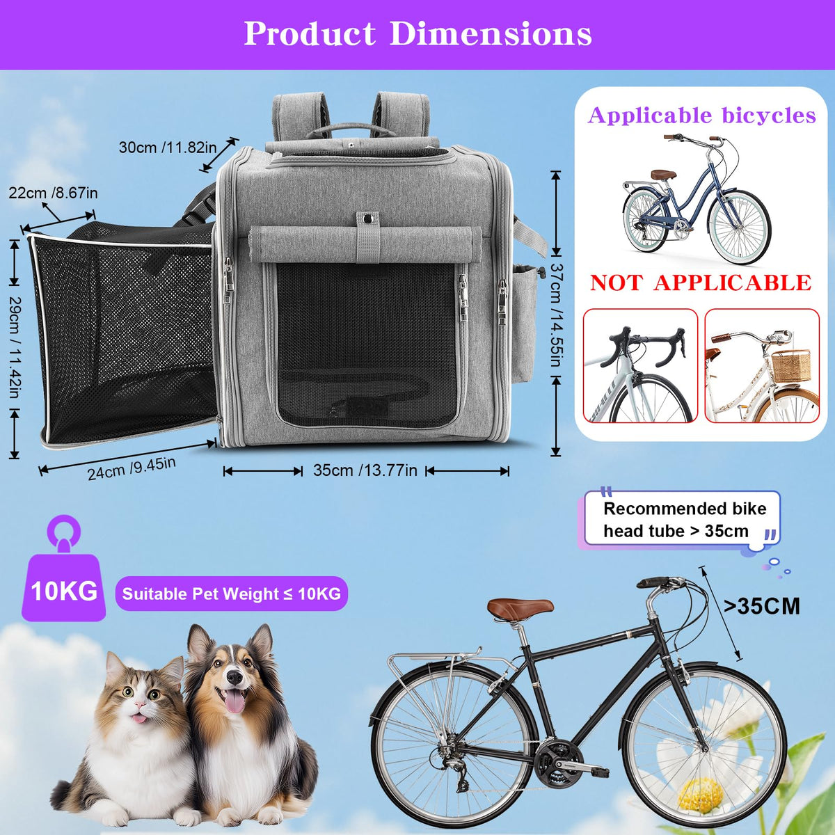 Expandable Dog Bike Basket with Mounting Bracket Q3107