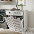 White Tilt Out Trash Cabinet with 2 Drawers H498