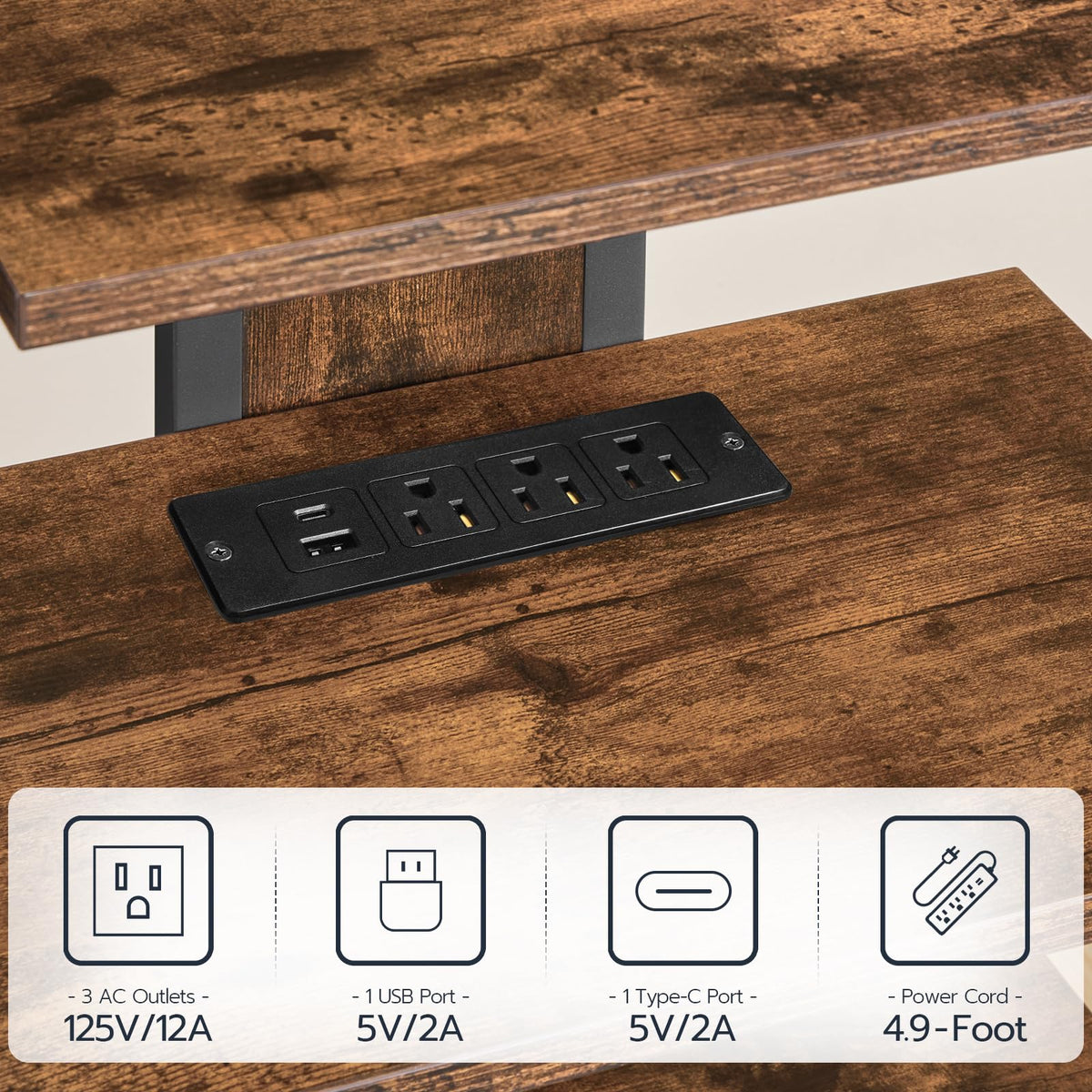 4-Tier Media Stand with Charging Station & LED Light P29777