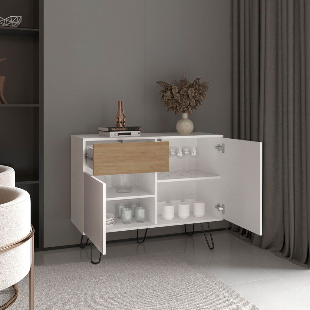 39" Wide Console Table with Two Cabinets, One Drawer and Four Shelves Z614