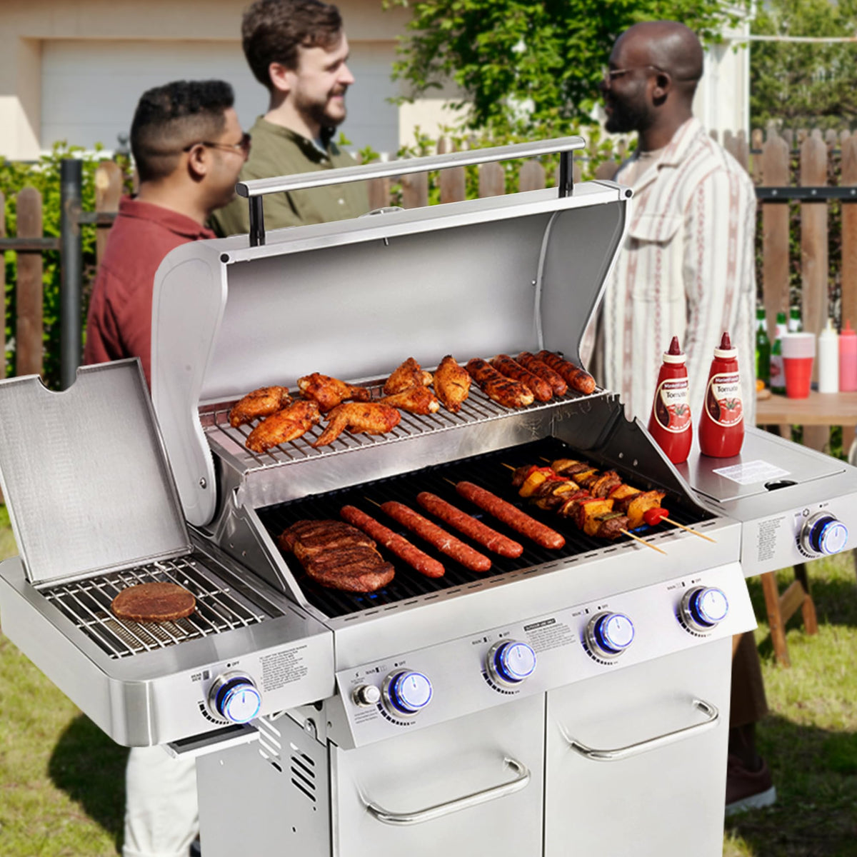 4+2 Burner Propane Gas Grill Stainless Steel F477