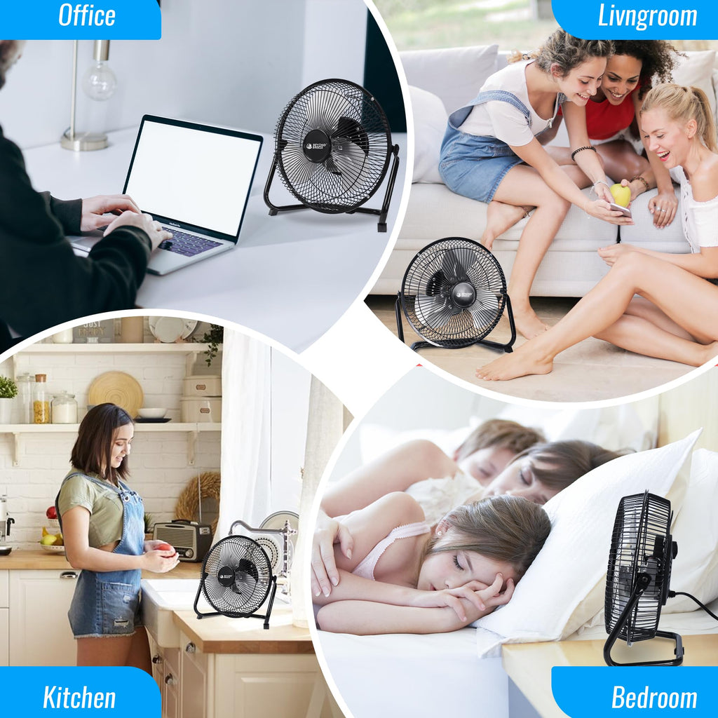 9 Inch Black Metal Floor Fan L9021