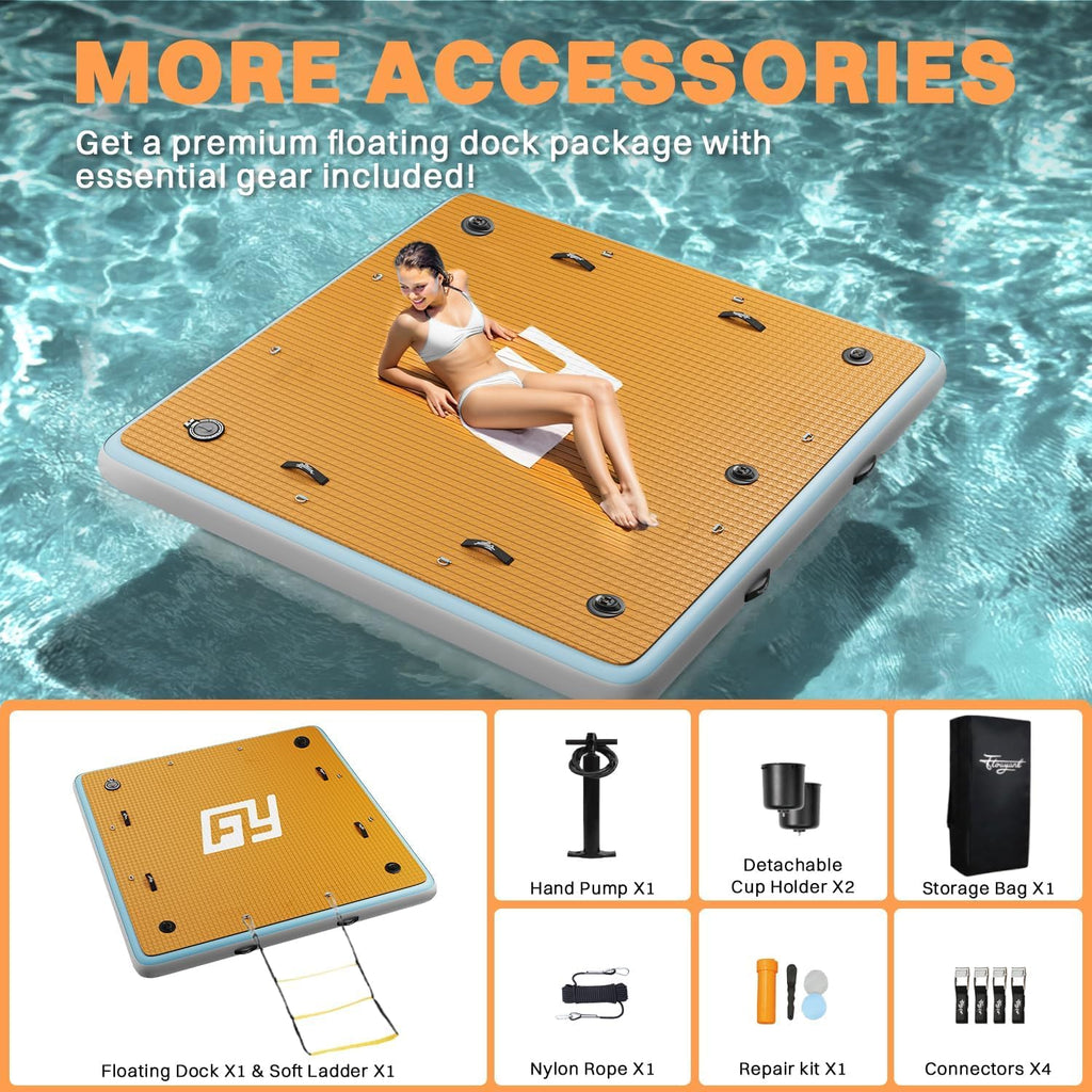 7×7' Inflatable Floating Dock with Ladder Z373