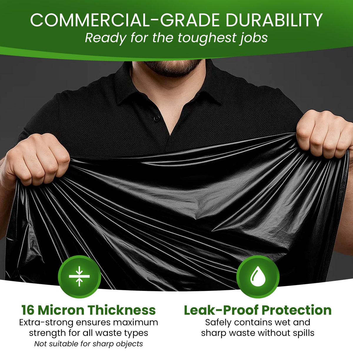Black 40-45 Gallon Trash Bags, 200 Count I494