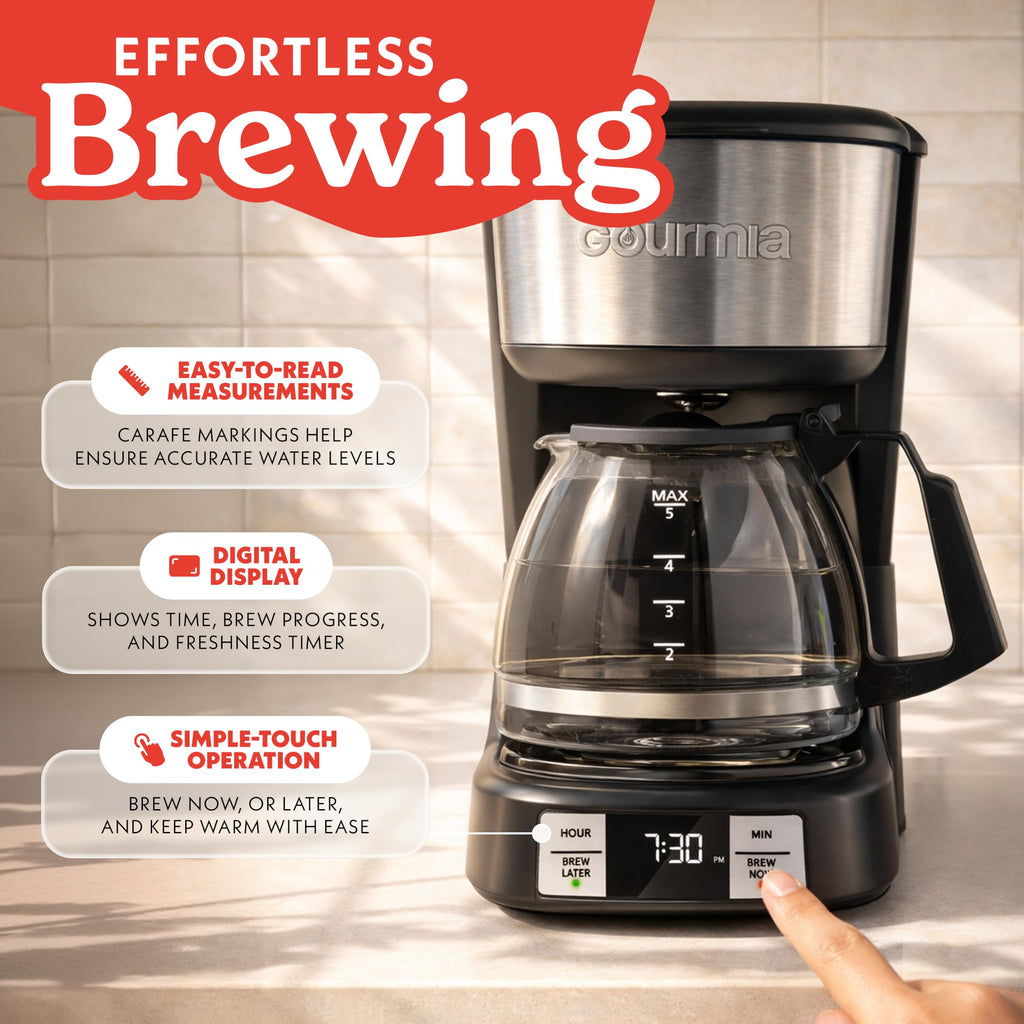 5-Cup Glass Carafe Black Drip Coffee Maker T74484