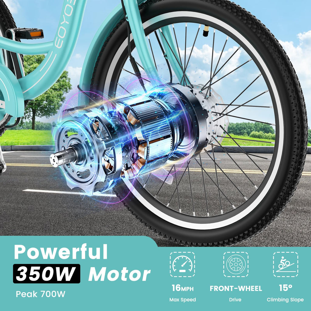 24/26 Inch 350W Electric Tricycle with Removable 36V Battery and Rear Basket Y3359