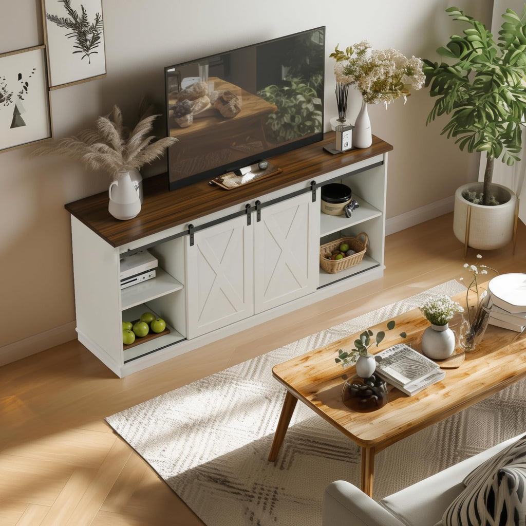 White 65 Inch Wood TV Stand B11585