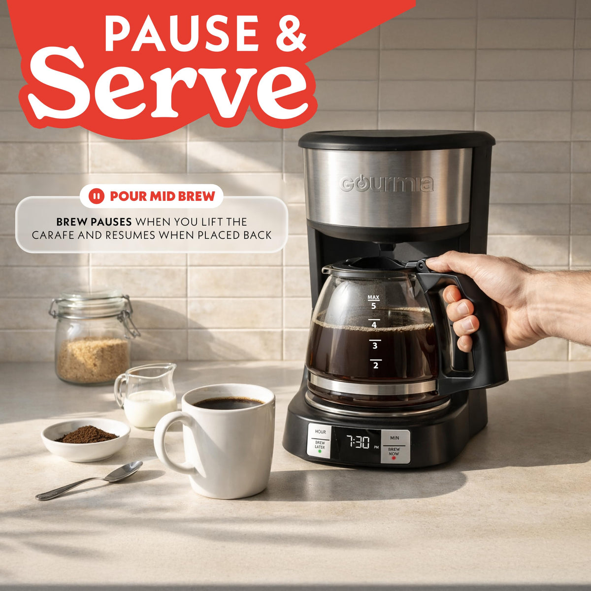 5-Cup Glass Carafe Black Drip Coffee Maker T74484