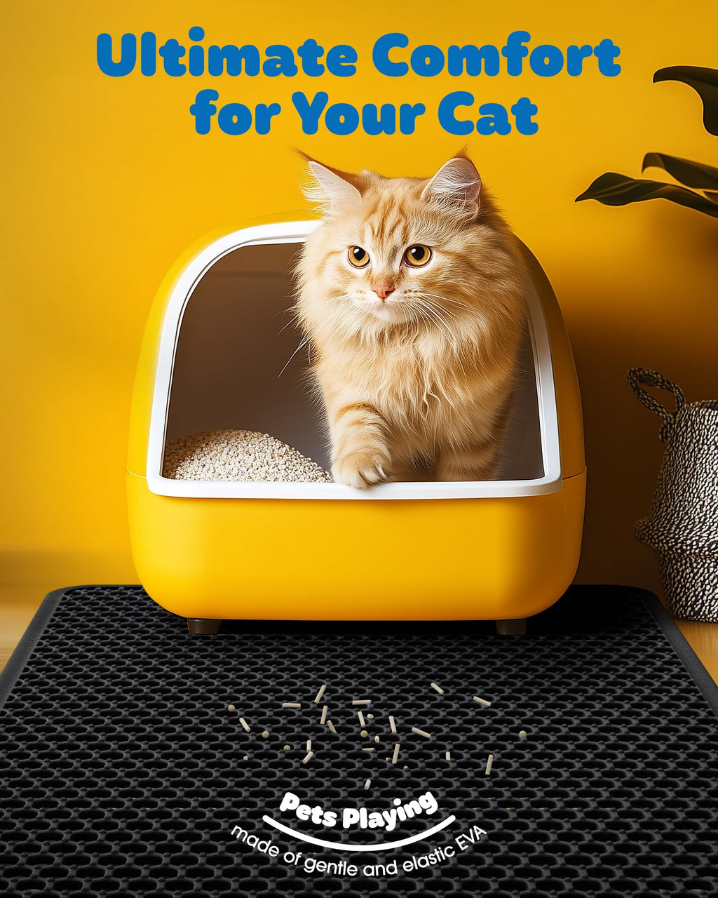Cat Litter Mat 30 x 24 in Waterproof Non-Slip Black X74410