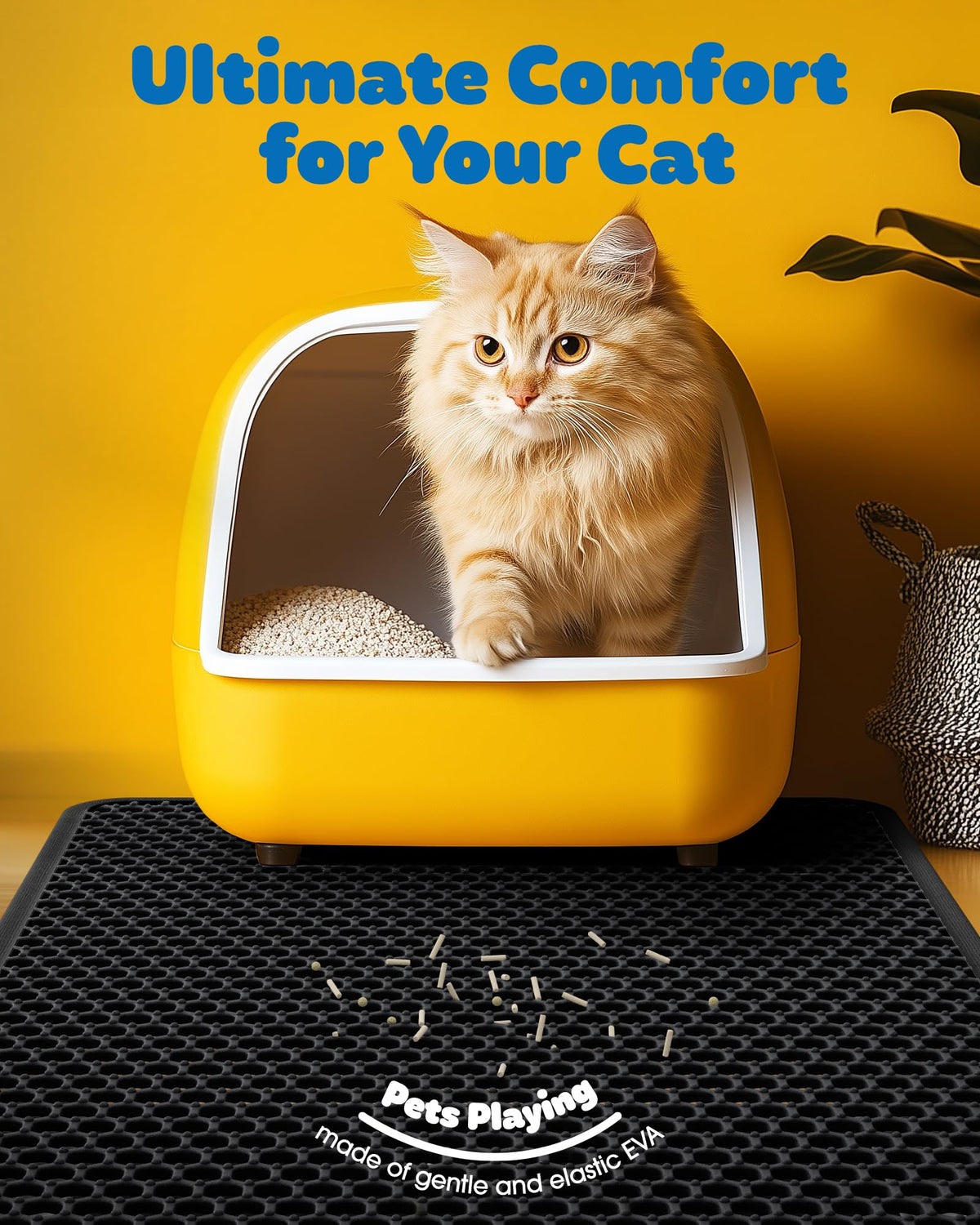 Cat Litter Mat 30 x 24 in Waterproof Non-Slip Black X74410
