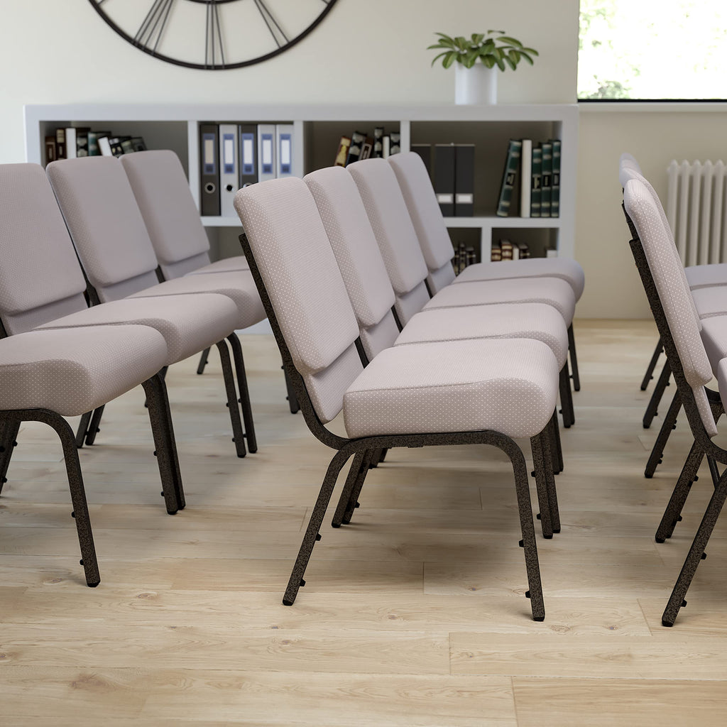 Gray Dot Fabric Stacking Church Chair Y190