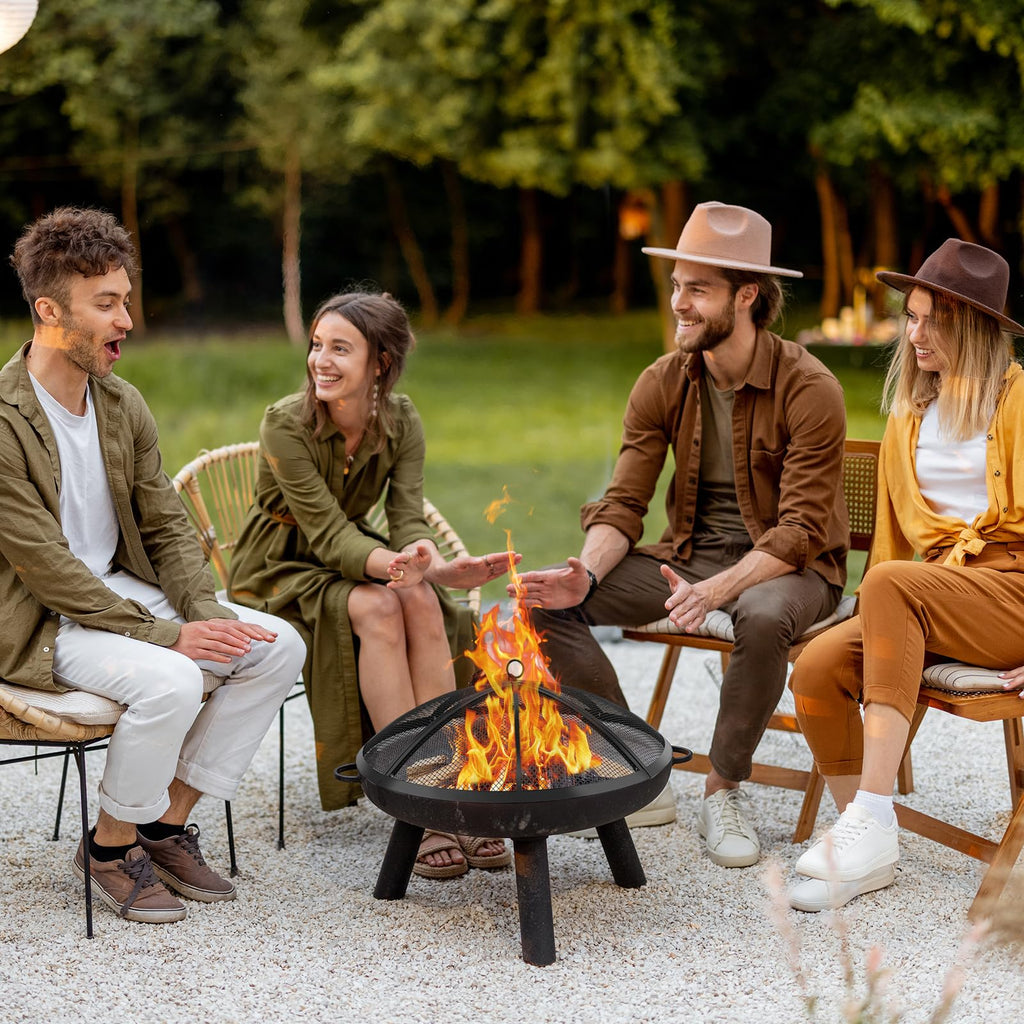 30 Inch Round Fire Pit Screen with Handle & Poker W93403