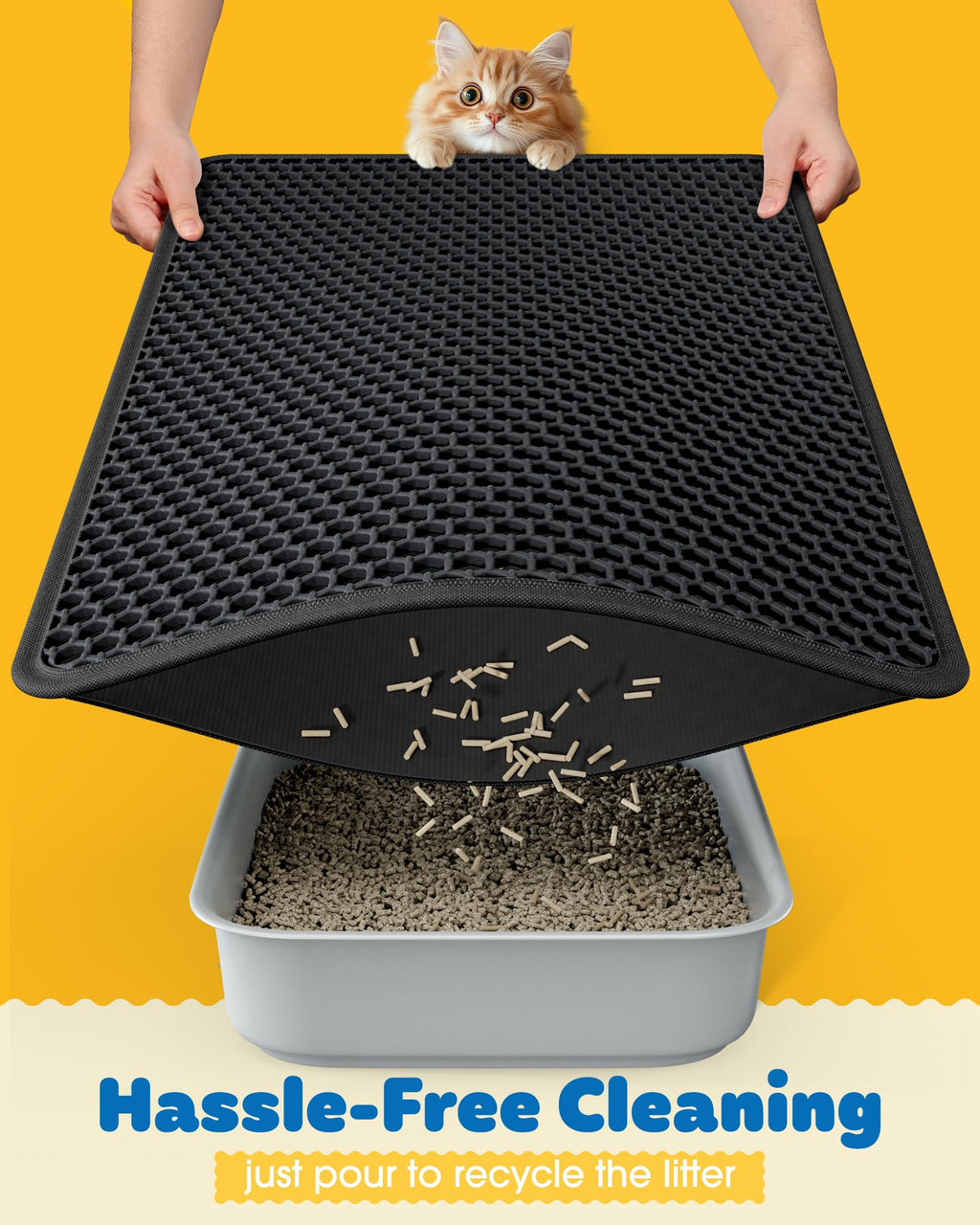 Cat Litter Mat 30 x 24 in Waterproof Non-Slip Black X74410