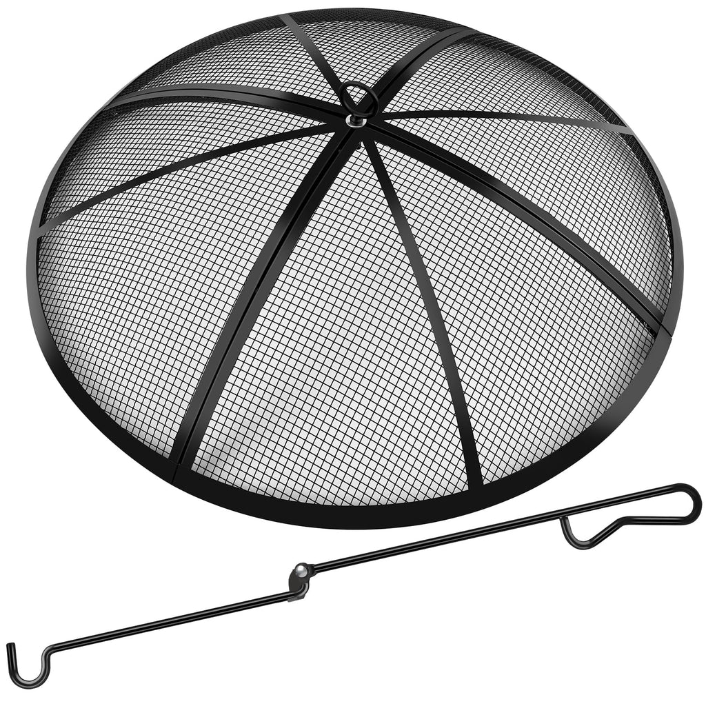 30 Inch Round Fire Pit Screen with Handle & Poker W93403