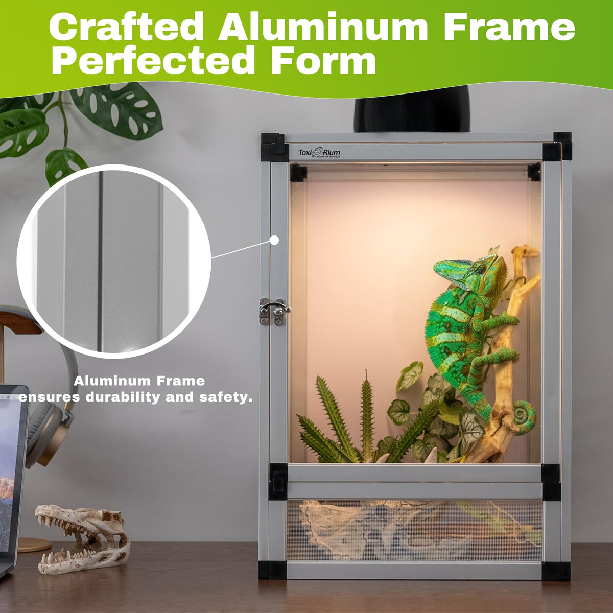 PVC Habitat Enclosure with Screen & Acrylic Doors, 12"x12"x18" Reptile Terrarium M16146