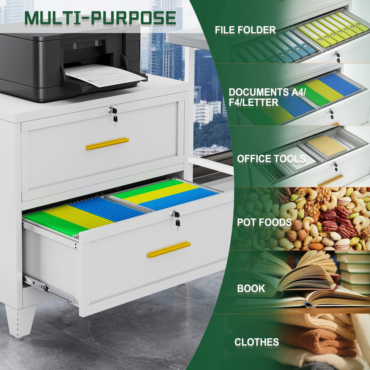 2 Drawer Metal File Cabinet with Lock V336909