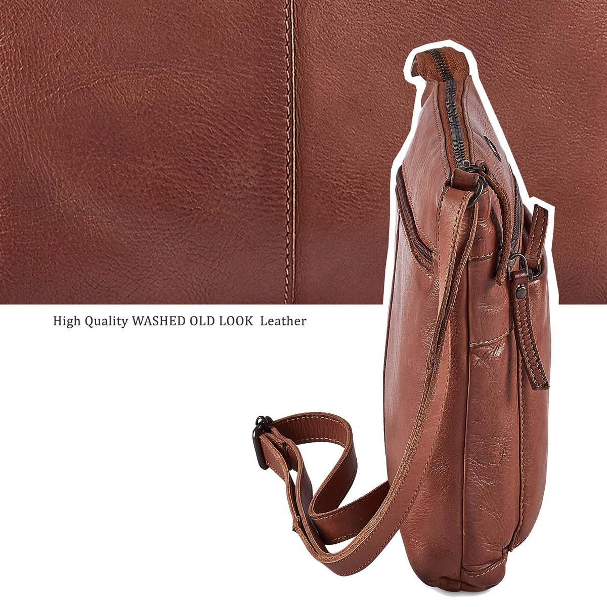 Small Genuine Leather Crossbody Bag with Adjustable Strap P6281