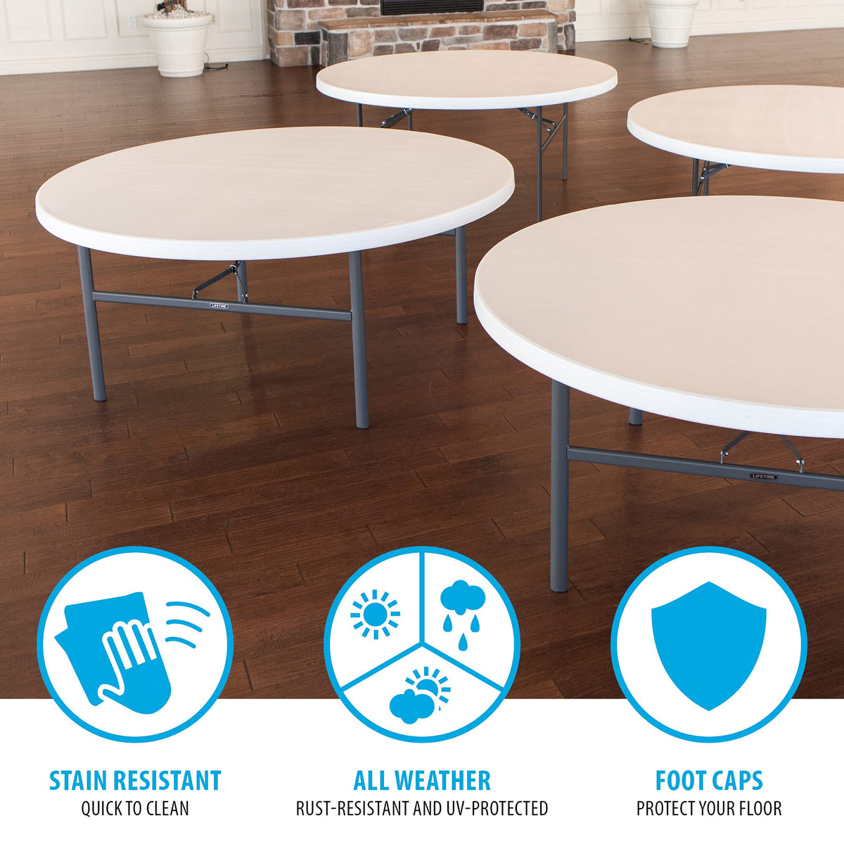 Folding Round Table 6 Foot White Granite U213779