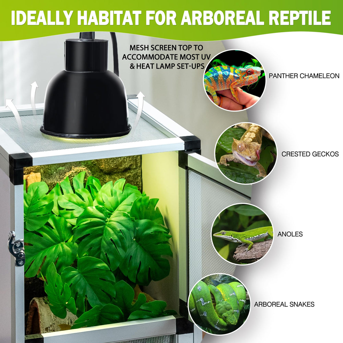 PVC Habitat Enclosure with Screen & Acrylic Doors, 12"x12"x18" Reptile Terrarium M16146