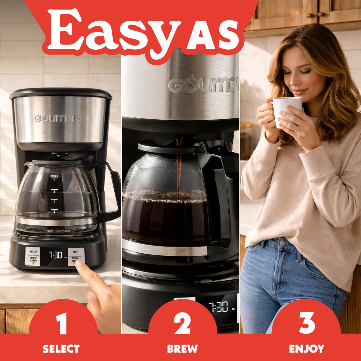 5-Cup Glass Carafe Black Drip Coffee Maker T74484