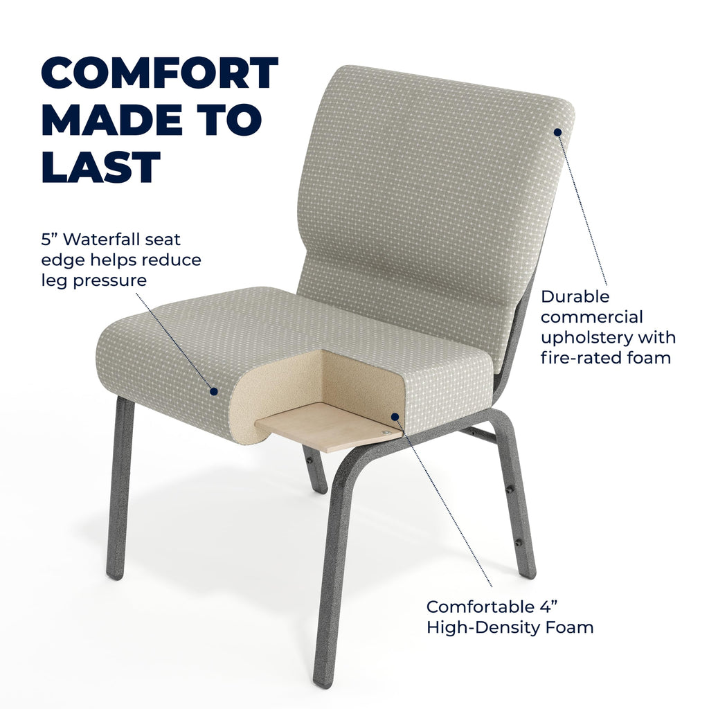 Gray Dot Fabric Stacking Church Chair Y190