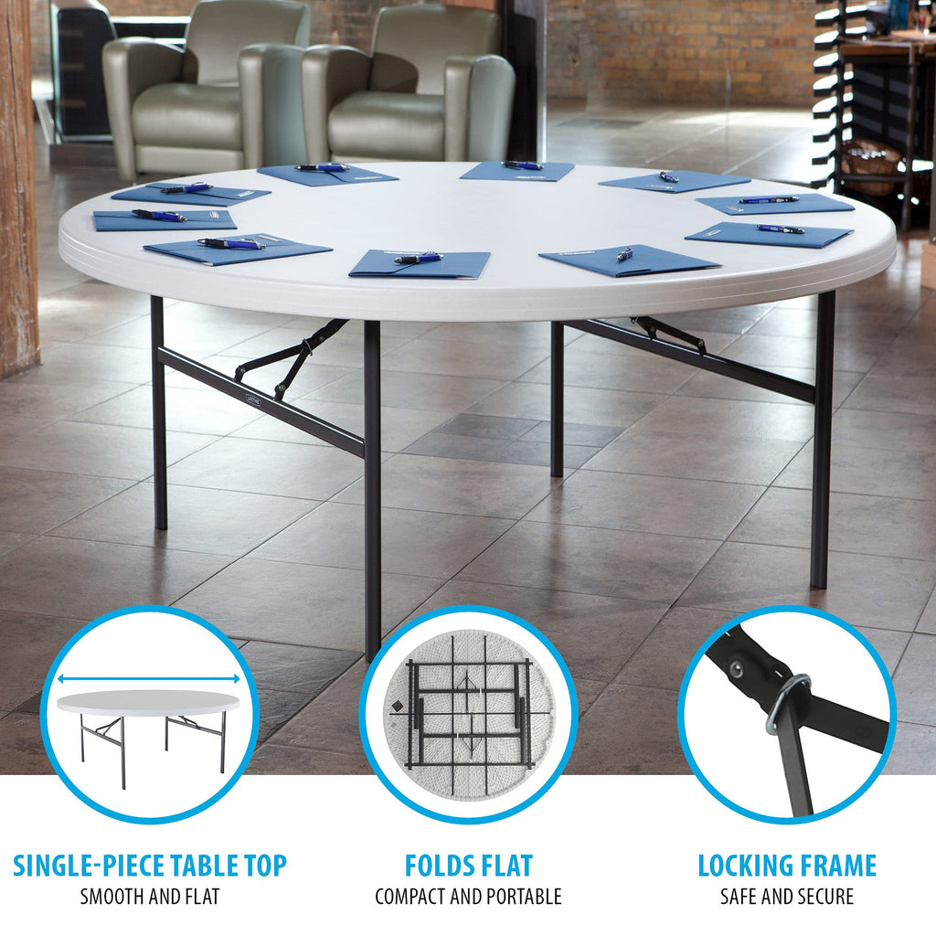 Folding Round Table 6 Foot White Granite U213779