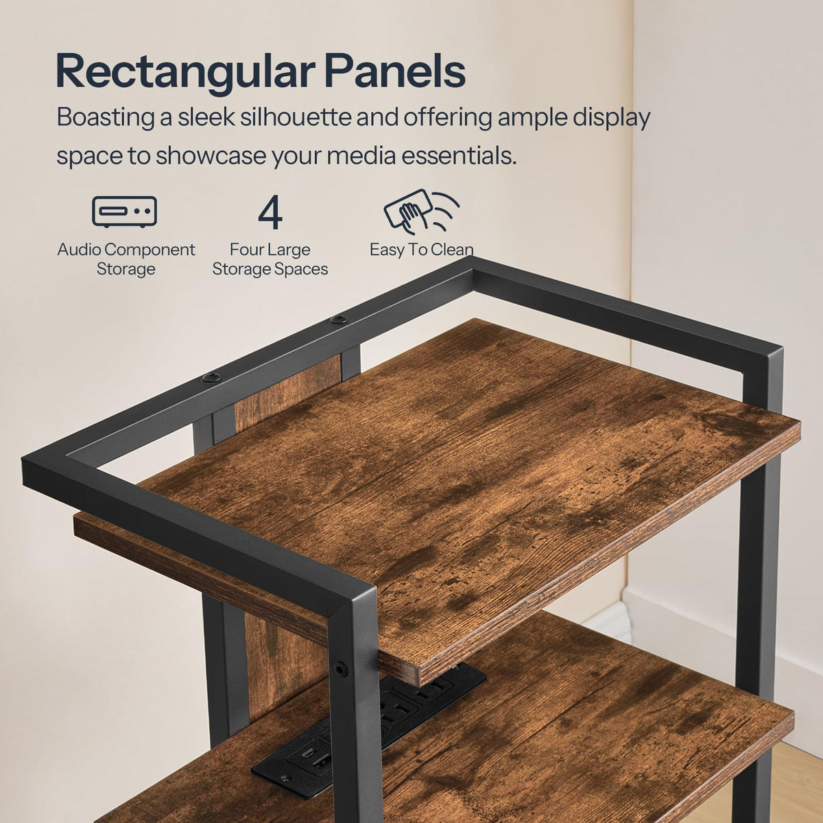 4-Tier Media Stand with Charging Station & LED Light P29777