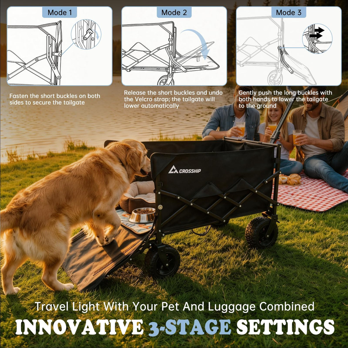 Folding Pet Wagon with Pet Pad E5686