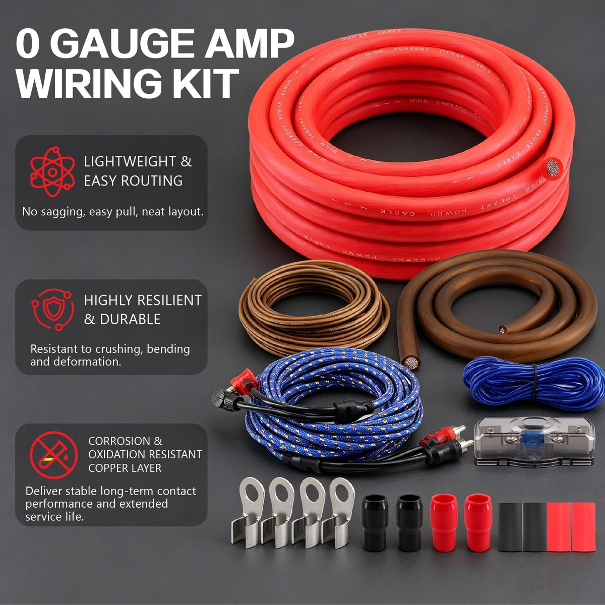0 Gauge CCA Amplifier Wiring Kit J456