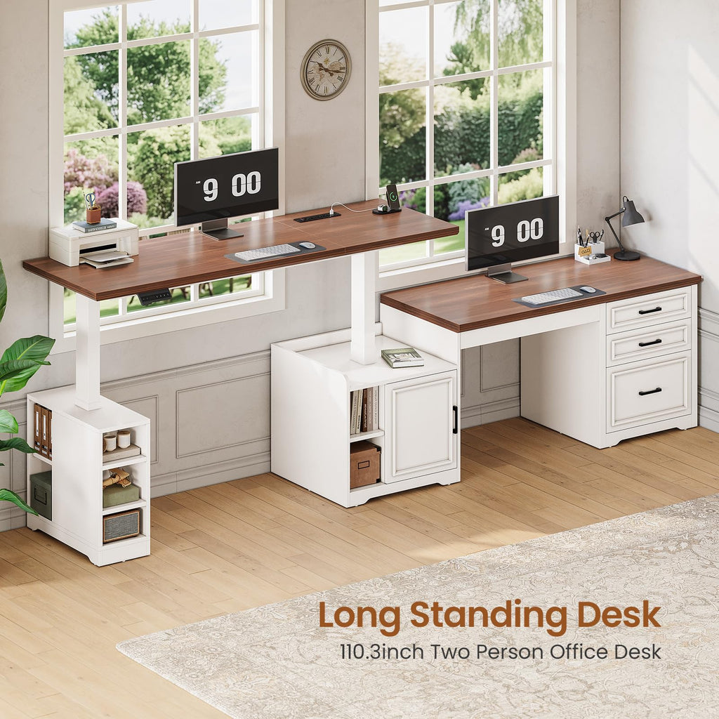 L Shaped Standing Desk with Storage I8895