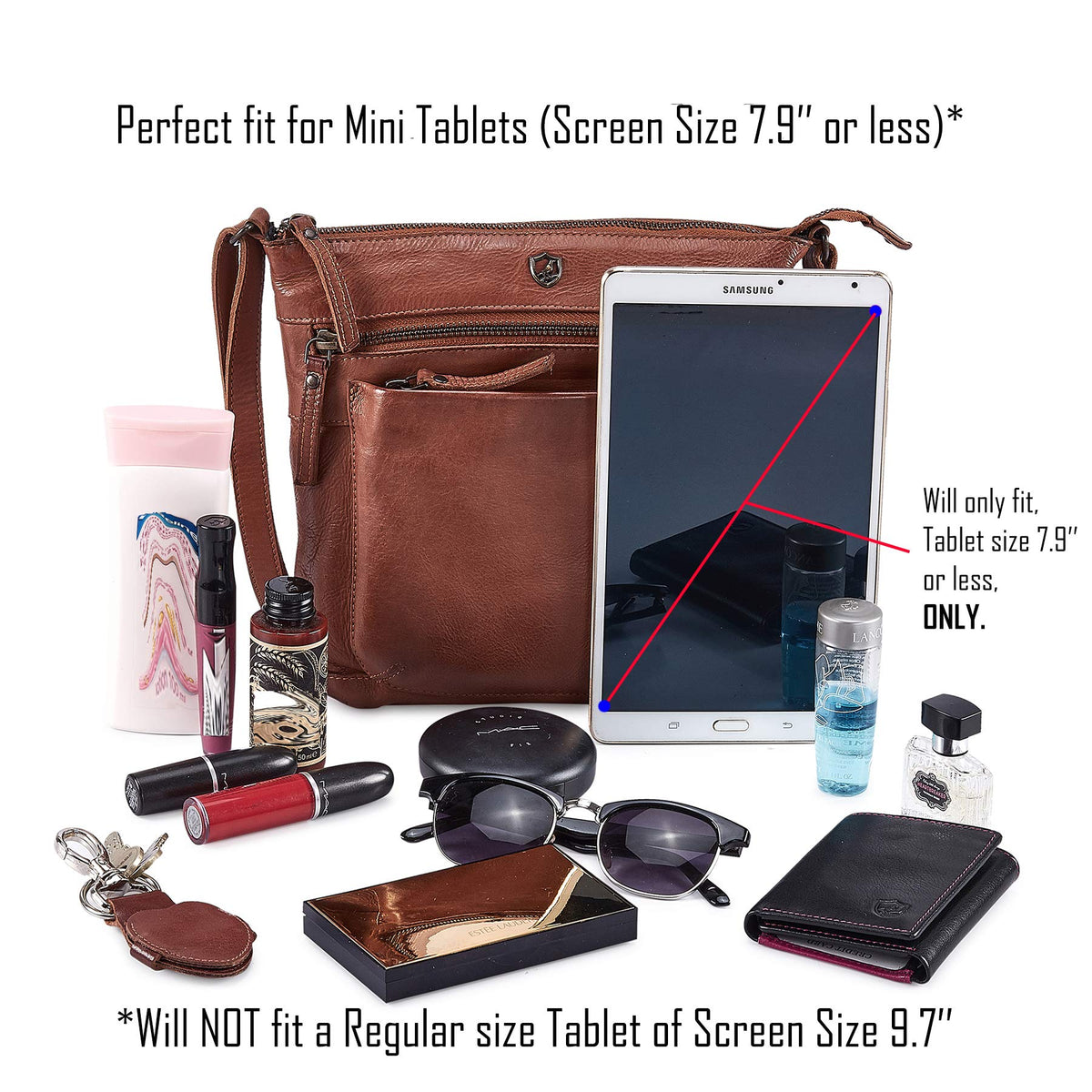 Small Genuine Leather Crossbody Bag with Adjustable Strap P6281