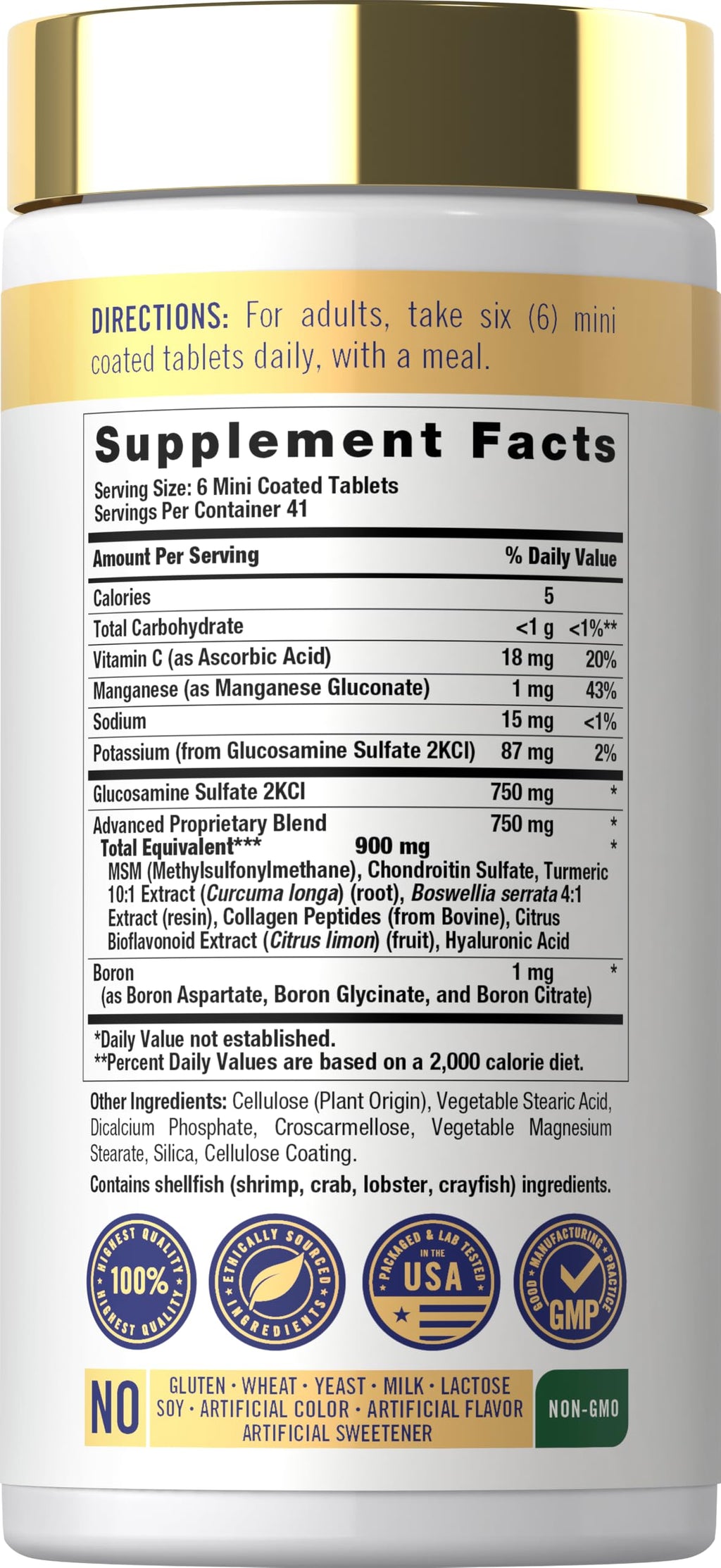 Glucosamine Chondroitin MSM 250 Mini Tablets O61298