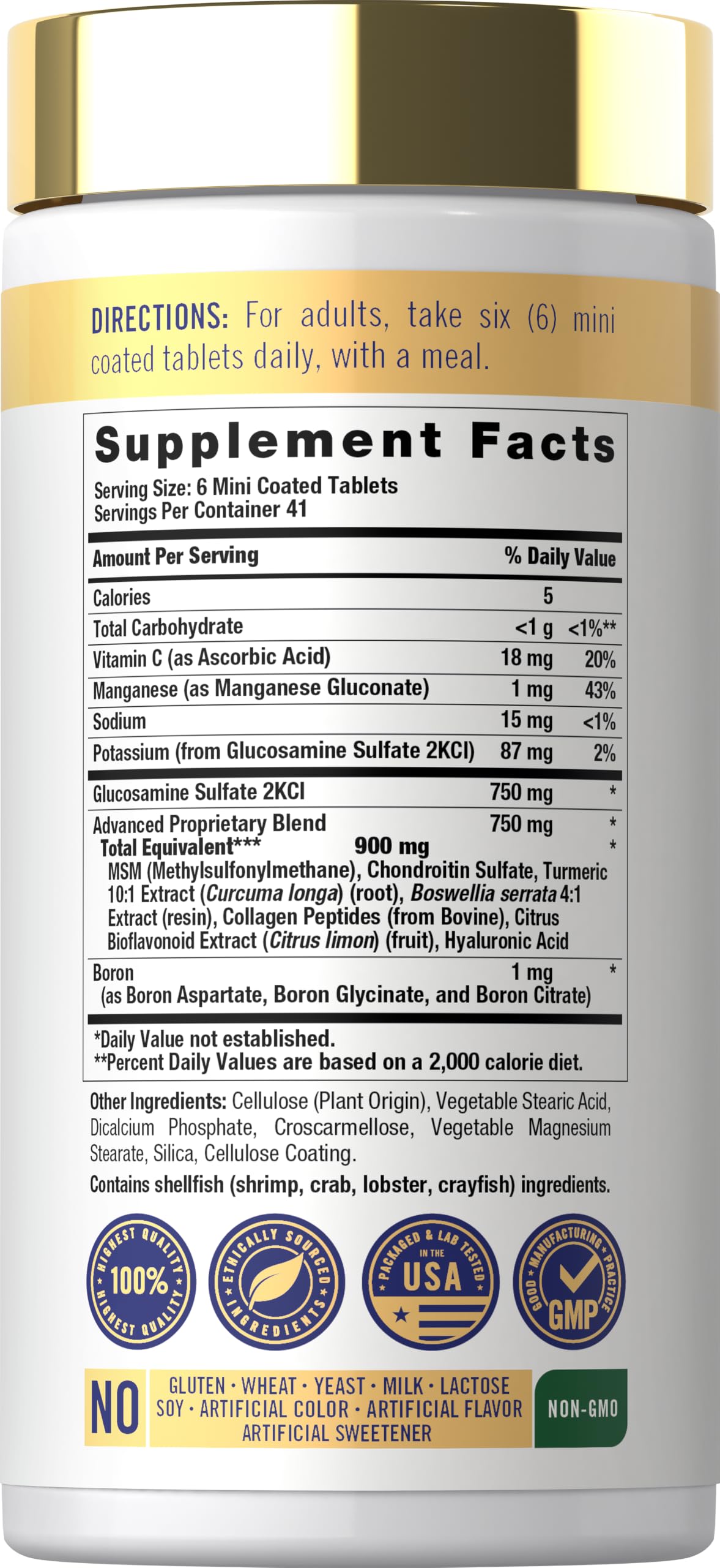 Glucosamine Chondroitin MSM 250 Mini Tablets O61298